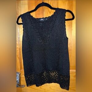 Ziani couture Black Crochet Knit Sleeveless Top - Women